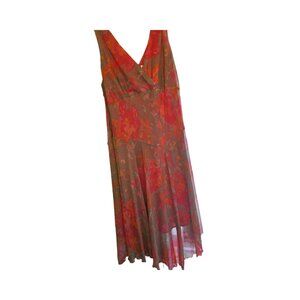 Chris McLaughlin Sleeveless Spring/Summer  Multi tiered dress Tan/Orange/  Color